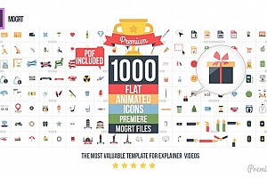 Premiere预设-1000个MG扁平化多类型Icon图标动画