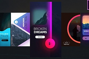 Premiere模板-手机APP竖屏幕效果音乐宣传广告社会化媒体推广动画