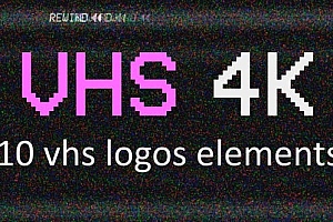 视频素材-10组VHS老录像带电视雪花噪点失真故障干扰动画