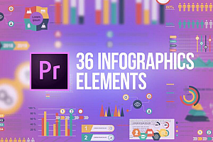 Premiere模板-36个数据分析统计信息图表元素动画模板