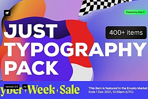 PR脚本-400个时尚创意字幕条标题排版设计文字动画Just Typography Pack V2