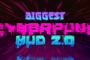 PR模板-未来科幻赛博朋克图形元素文字标题背景动画