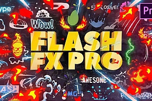 Premiere预设-二维卡通游戏动漫火焰能量文字标题LOGO转场MG动画元素包