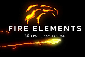 视频素材-50个动漫卡通火焰燃烧MG动画 Cartoon Fire Elements Pack