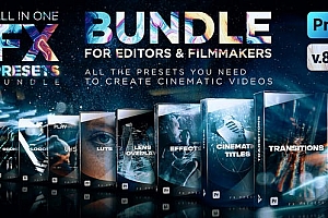 Premiere模板-1500种视觉特效电影文字标题转场LOGO动画素材背景音效LUTS调色预设V8