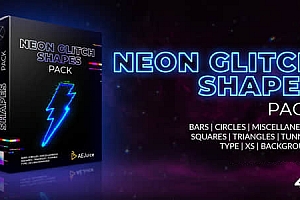 视频素材-72组赛博朋克霓虹发光图形故障闪烁循环动画 Neon Glitch Shapes